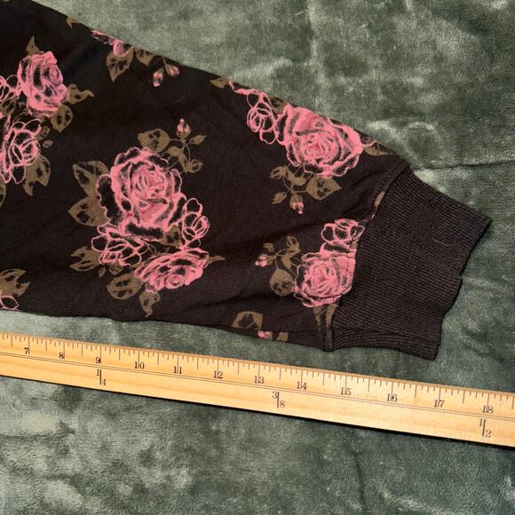 Taelynn Crew Neck Flower Printed Sweat Shirt Women's Large Pullover Lounge Wear - Picture 9 of 10